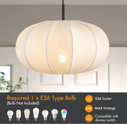 Lámpara Colgante Moderna de 40 cm con Pantalla de Tela Elástica – Altura Ajustable para Comedor, Cocina, Sala y Recibidor 💡✨ - Imagen 4