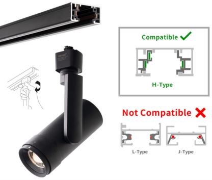 Set de 6 Focos LED de Riel H-Type, 5 Colores Ajustables y Ángulo de Iluminación Variable 💡✨ - Imagen 2