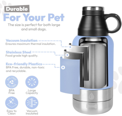 Termo de Acero Inoxidable de 950 ml con 2 Tazones Desmontables para Perros 🐶🚶‍♂️ - Imagen 4
