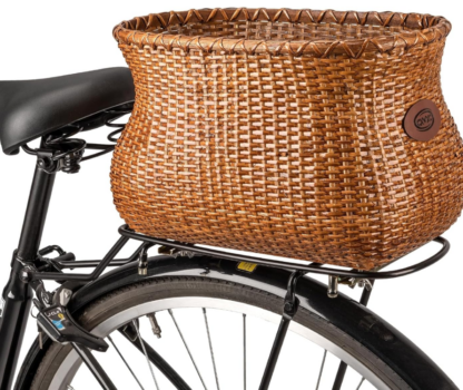 Canasto Trasero de Bicicleta de Ratán con Cubierta Impermeable 🏕️🚲 - Imagen 2