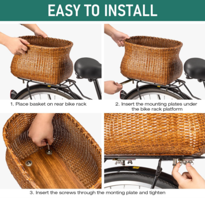 Canasto Trasero de Bicicleta de Ratán con Cubierta Impermeable 🏕️🚲 - Imagen 5