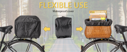 Canasto Trasero de Bicicleta de Ratán con Cubierta Impermeable 🏕️🚲 - Imagen 3