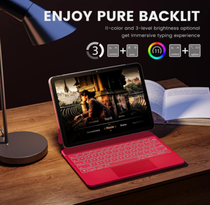 Funda con Teclado Retroiluminado para iPad 11ª/10ª Generación – con Trackpad y Soporte Magnético - Imagen 4