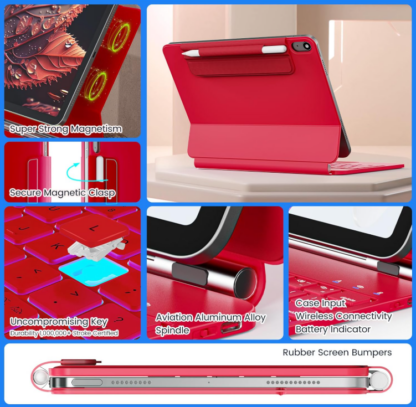 Funda con Teclado Retroiluminado para iPad 11ª/10ª Generación – con Trackpad y Soporte Magnético - Imagen 5