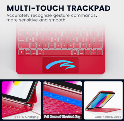 Funda con Teclado Retroiluminado para iPad 11ª/10ª Generación – con Trackpad y Soporte Magnético - Imagen 6