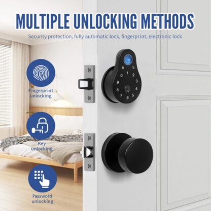 Cerradura Electrónica con Teclado y Manijas para Puerta Principal – Pantalla Táctil y Modo Paso 🚪🔐🖤 - Imagen 2
