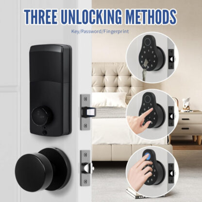 Cerradura Electrónica con Teclado y Manijas para Puerta Principal – Pantalla Táctil y Modo Paso 🚪🔐🖤 - Imagen 3