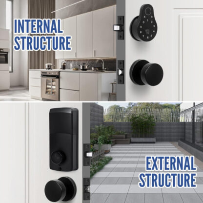 Cerradura Electrónica con Teclado y Manijas para Puerta Principal – Pantalla Táctil y Modo Paso 🚪🔐🖤 - Imagen 4
