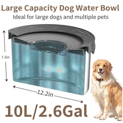 Tazón de Agua para Perros de 10 Litros Antiderrames 🐶💦 Extra Grande de Acero Inoxidable - Imagen 2