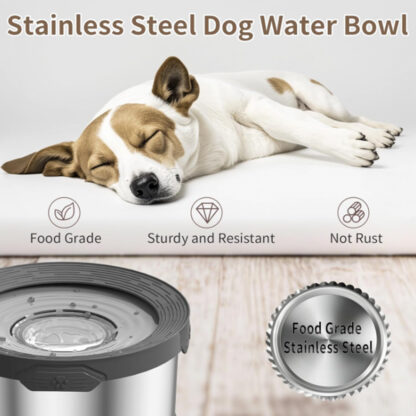 Tazón de Agua para Perros de 10 Litros Antiderrames 🐶💦 Extra Grande de Acero Inoxidable - Imagen 7
