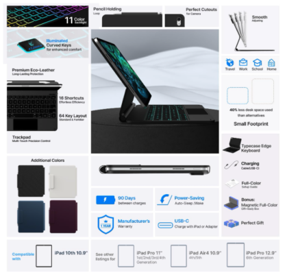 Estuche / funda para iPad 10 generacion con teclado y trackpad - Imagen 3