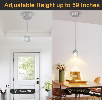 💡Lámpara Colgante Moderna de Cristal con Luz LED y Efecto de Refracción – Altura Ajustable hasta 150 cm - Imagen 4