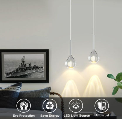 💡Lámpara Colgante Moderna de Cristal con Luz LED y Efecto de Refracción – Altura Ajustable hasta 150 cm - Imagen 8
