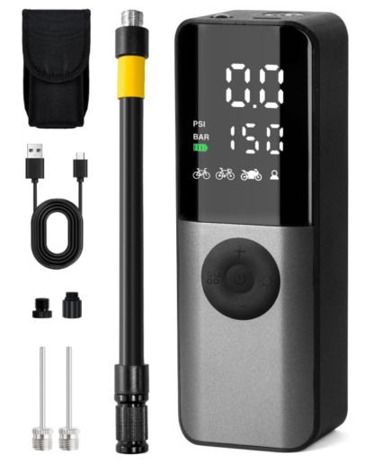 Inflador Eléctrico Portátil para Bicicleta 150 PSI con Manómetro Digital 🚲⚡️