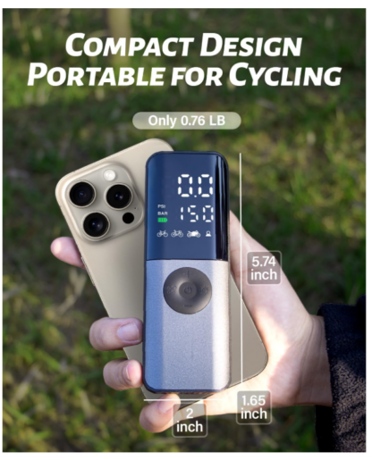 Inflador Eléctrico Portátil para Bicicleta 150 PSI con Manómetro Digital 🚲⚡️ - Imagen 11