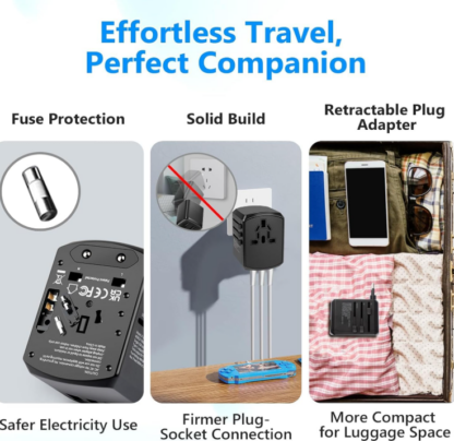 Adaptador de Corriente Universal para Viaje con 2 USB-C + 3 USB-A + Toma AC 🔌🌍✨ - Imagen 3