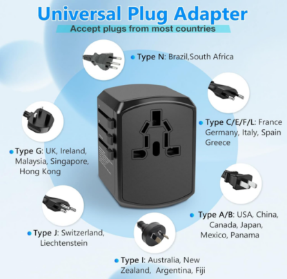 Adaptador de Corriente Universal para Viaje con 2 USB-C + 3 USB-A + Toma AC 🔌🌍✨ - Imagen 2