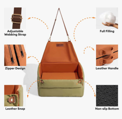 Asiento de automóvil para perros pequeños con cojín grueso y diseño impermeable 🐶✨ - Imagen 3