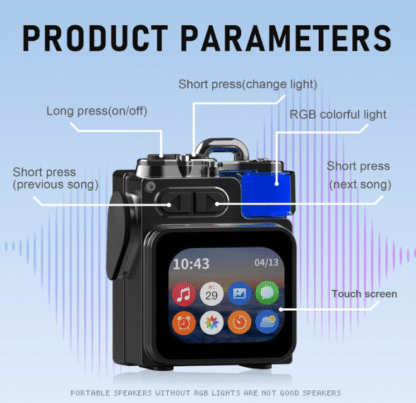 Bocina Bluetooth Portátil con Pantalla Táctil y Luces LED 🌈🎶 Ideal para Casa, Playa y Camping - Imagen 8