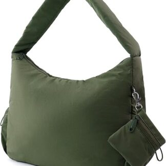 Bolso Hobo de Nylon Verde para Mujer con Múltiples Bolsillos 👜💚