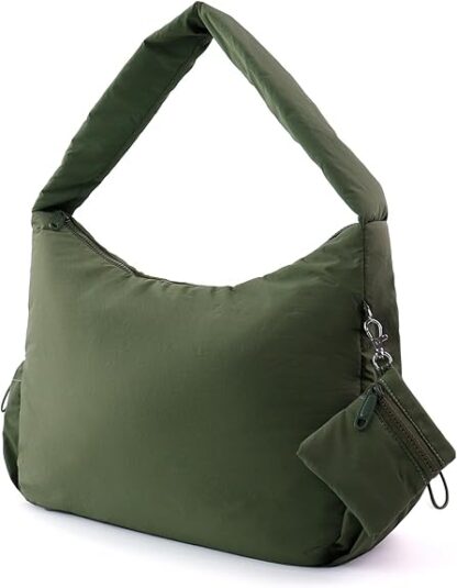 Bolso Hobo de Nylon Verde para Mujer con Múltiples Bolsillos 👜💚