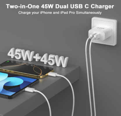 Cargador USB C Dual de 45W con 2 Cables de 3 Metros ⚡📱🔌 - Imagen 3
