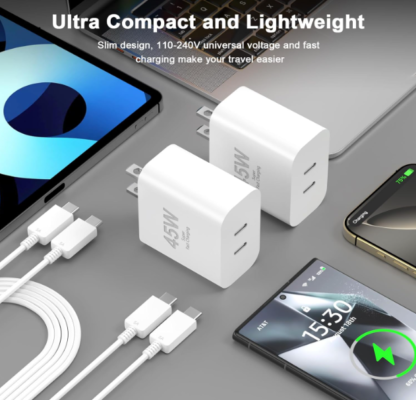 Cargador USB C Dual de 45W con 2 Cables de 3 Metros ⚡📱🔌 - Imagen 6