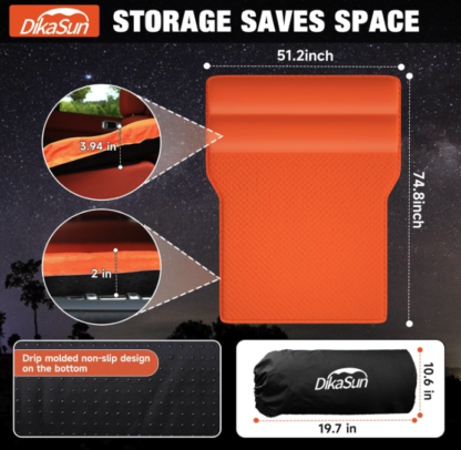 Colchón de aire SUV de 190 x 130 x 5 cm, espuma viscoelástica autoinflable para viajes y camping 🚗🧡🛏️ - Imagen 5