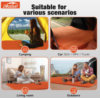 Colchón de aire SUV de 190 x 130 x 5 cm, espuma viscoelástica autoinflable para viajes y camping 🚗🧡🛏️ - Imagen 6