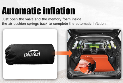 Colchón de aire SUV de 190 x 130 x 5 cm, espuma viscoelástica autoinflable para viajes y camping 🚗🧡🛏️ - Imagen 3