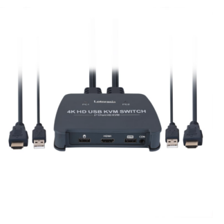 Conmutador HDMI KVM de 2 Puertos con Cables – Resolución 4K@60Hz 🌟 Ideal para Multitareas y Espacios de Trabajo Inteligentes