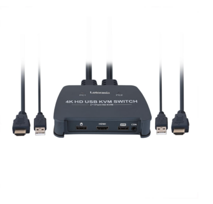 Conmutador HDMI KVM de 2 Puertos con Cables – Resolución 4K@60Hz 🌟 Ideal para Multitareas y Espacios de Trabajo Inteligentes