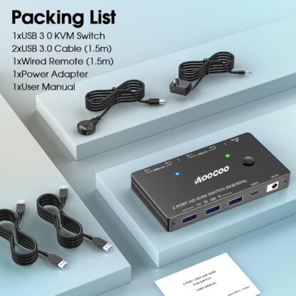 Conmutador HDMI KVM para 2 PCs y 1 Monitor 8K@60Hz con USB 3.0 y Control Remoto 🎮🖥️ - Imagen 2