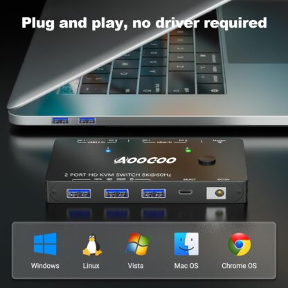 Conmutador HDMI KVM para 2 PCs y 1 Monitor 8K@60Hz con USB 3.0 y Control Remoto 🎮🖥️ - Imagen 6