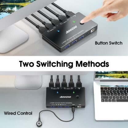 Conmutador HDMI KVM para 2 PCs y 1 Monitor 8K@60Hz con USB 3.0 y Control Remoto 🎮🖥️ - Imagen 8