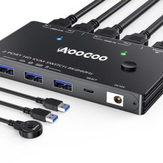 Conmutador HDMI KVM para 2 PCs y 1 Monitor 8K@60Hz con USB 3.0 y Control Remoto 🎮🖥️