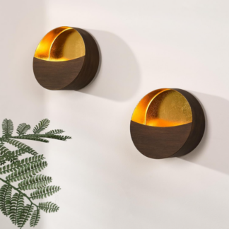 Set de 2 Apliques de Pared Metálicos con Interior Dorado de 16 cm 🌕✨