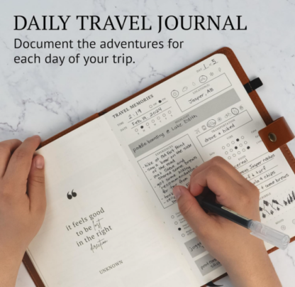 Diario de Viaje con Indicaciones A5 de 100 Páginas - Cuero Vegano y Bolsillo Integrado ✈️📓 - Imagen 4