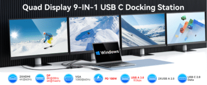Docking Station USB-C 9 en 1 con Salida Cuádruple de Video y Carga PD 💻⚡ - Imagen 4