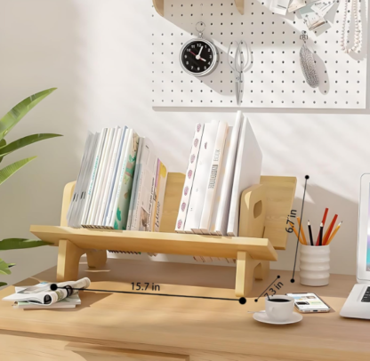 Estante de Escritorio de Madera Maciza para Libros 📚✨ - Imagen 3