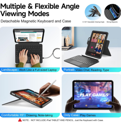 Funda Teclado Giratoria 360° con Touchpad para iPad 11” A16 (2025) y iPad 10ª Gen 10.9” (2022) – Negra ✨💼📱 - Imagen 3