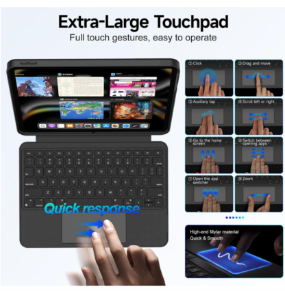 Funda Teclado Giratoria 360° con Touchpad para iPad 11” A16 (2025) y iPad 10ª Gen 10.9” (2022) – Negra ✨💼📱 - Imagen 4