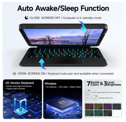 Funda Teclado Giratoria 360° con Touchpad para iPad 11” A16 (2025) y iPad 10ª Gen 10.9” (2022) – Negra ✨💼📱 - Imagen 6