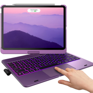 Funda con Teclado para iPad Pro 11" (M4) 2024 con Trackpad y Retroiluminación RGB (Morada)🔥🖊️💡