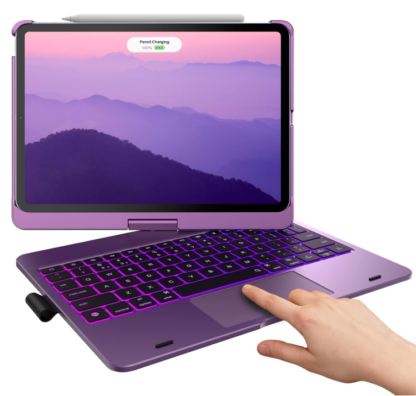 Funda con Teclado para iPad Pro 11" (M4) 2024 con Trackpad y Retroiluminación RGB (Morada)🔥🖊️💡
