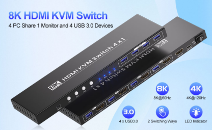 Conmutador HDMI KVM 4x1 para 8K @60Hz con 4 Puertos USB 3.0 🚀🖥️🎮 - Imagen 7