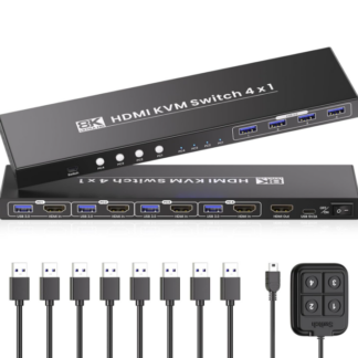 Conmutador HDMI KVM 4x1 para 8K @60Hz con 4 Puertos USB 3.0 🚀🖥️🎮