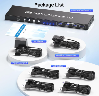 Conmutador HDMI KVM 4x1 para 8K @60Hz con 4 Puertos USB 3.0 🚀🖥️🎮 - Imagen 6