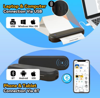 Impresora Térmica Portátil L86 de 203 dpi – Compatible con Papel en Rollo y Doblado 📄📱✨ - Imagen 2