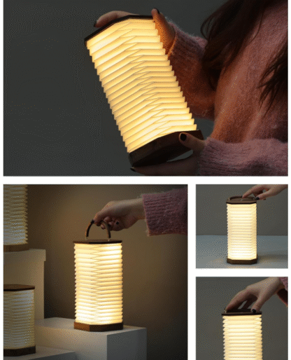 Lámpara Vertical de Papel Plegable con Asa 🌟 Luz Cálida Recargable y Altura Ajustable - Imagen 3